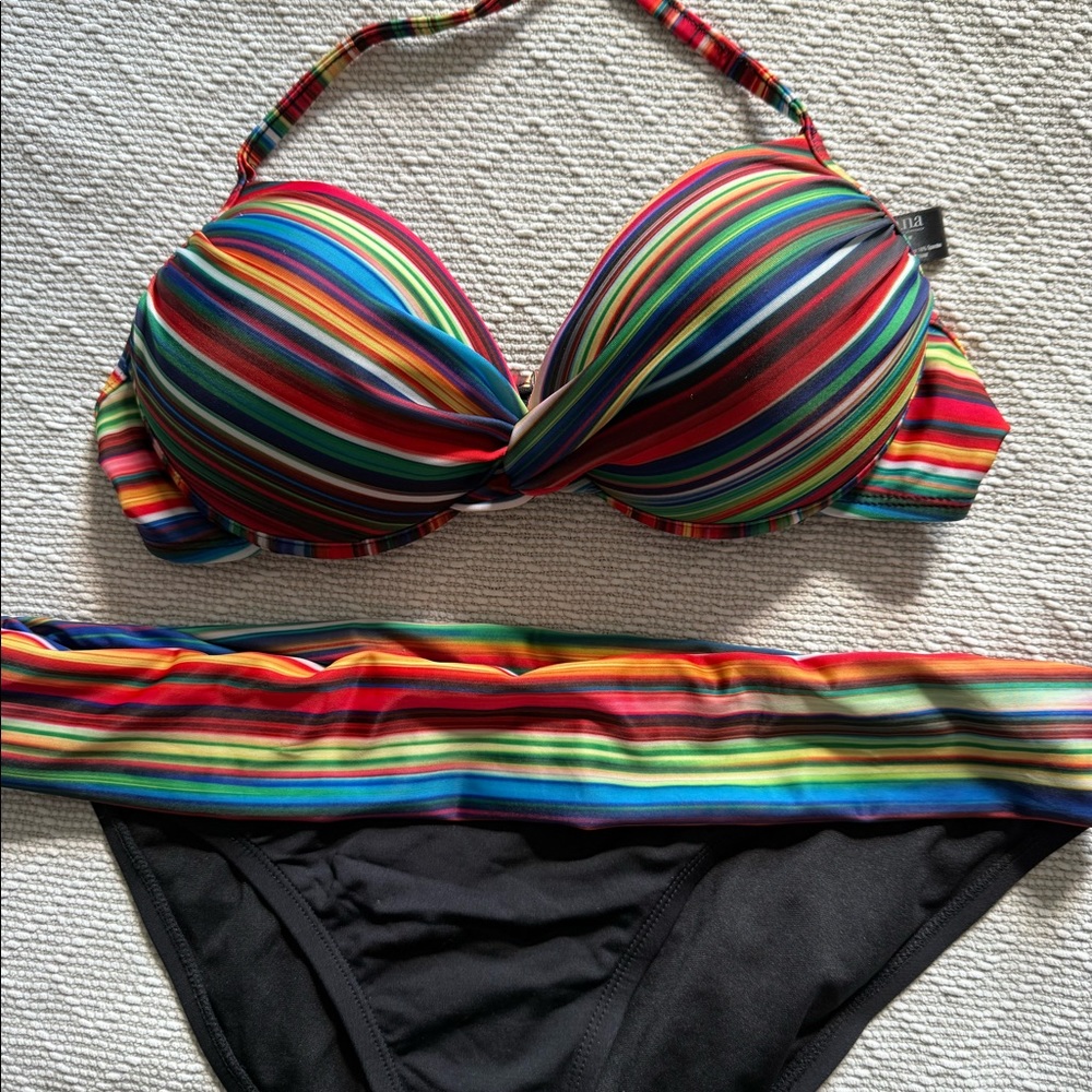 a.n.a. striped bikini - top size M and bottom size 12